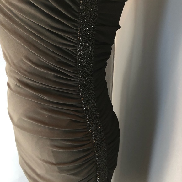 Laundry Womens Blue One Shoulder Jersey Beaded Side Slit Gown Dress Size 4 $390 - Picture 3 of 6